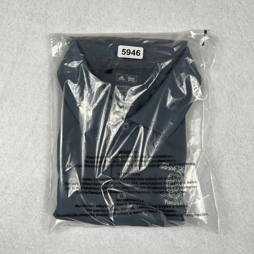 Adidas Polo Shirt Mens Large Gray Golf Brick Landing Plantation‎ Vacation Travel